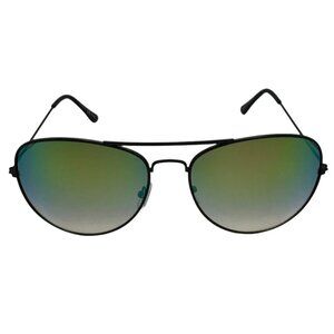 6051 | Black Frame/Green Mirror Lens Oversize Aviator Sunglasses
